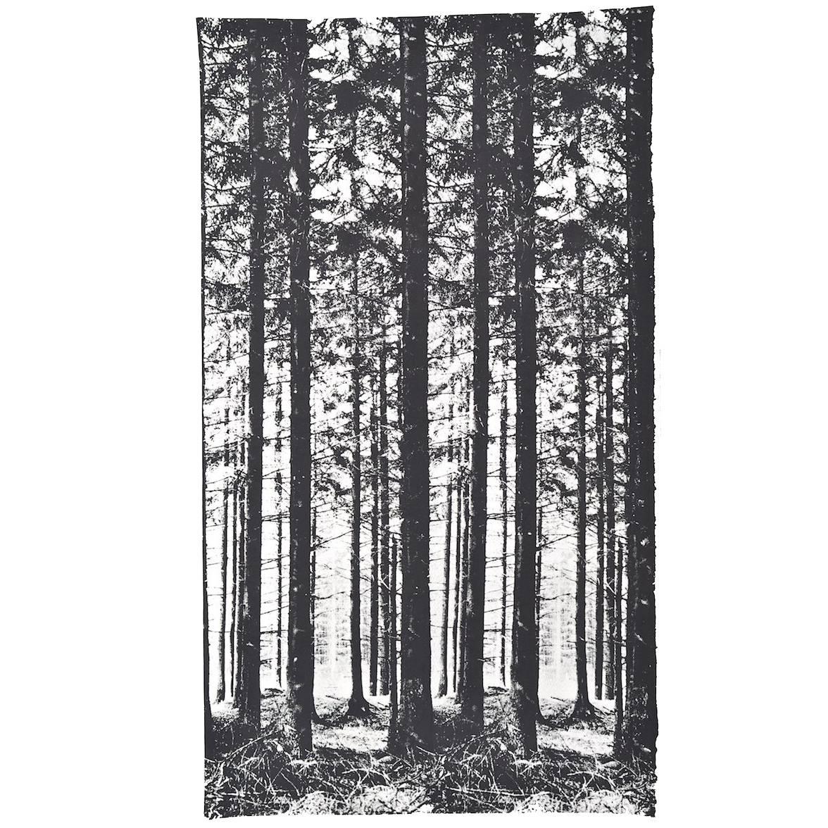 Textile Wall Panel by Ronald Hansen for Grautex "Thed Pinewood" Handprinted