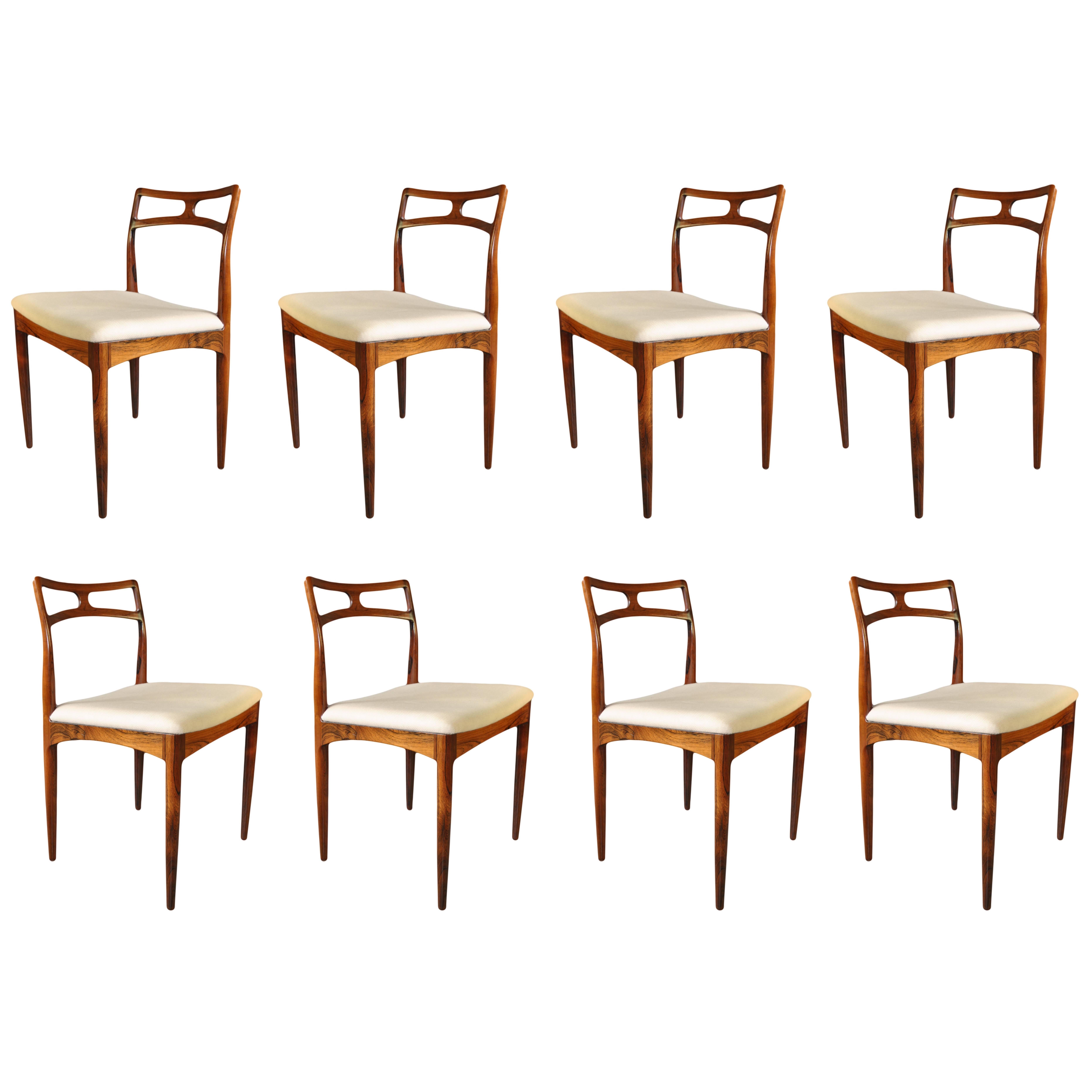 Mid-Century Modern Rosewood Dining Chairs by Johannes Andersen, Set of Eight