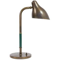 Vilhelm Lauritzen Brass and Vinyl Table Lamp, 1940s 5