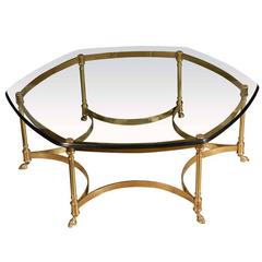 Polished Brass and Glass Octagonal Coffee table, La Barge 8