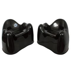 Pair of Black Molar Chairs by Wendell Castle