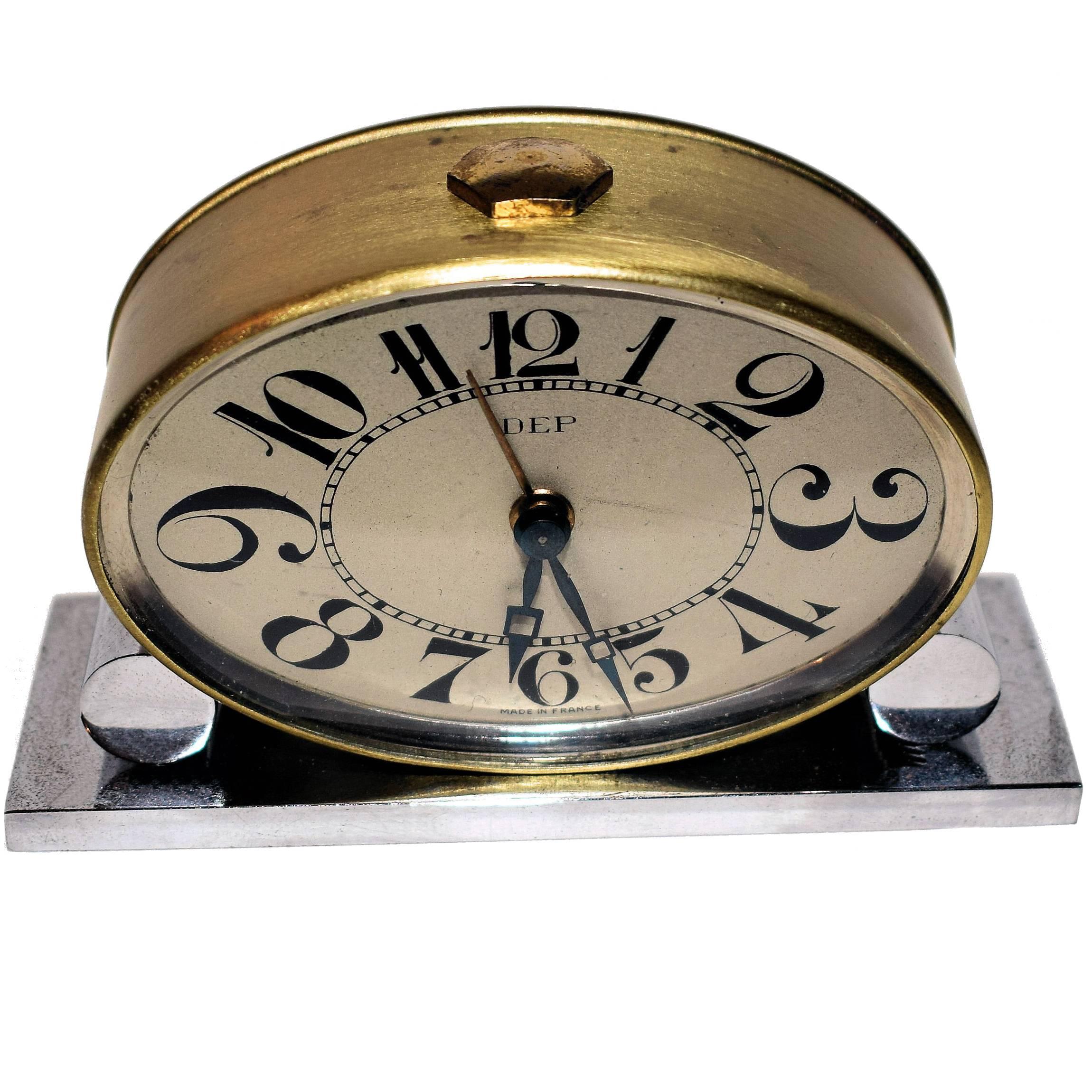 Original 1930s Art Deco Miniature Clock by Dep
