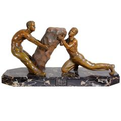 Art Deco Bronze Sculpture of Two Men