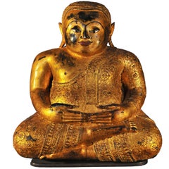 Late 18th Century Gilt Bronze Pu-Tai 'Laughing Buddha', Thailand