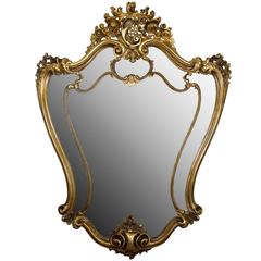 19th Century Italian Rococo Style Giltwood Wall Mirror or Console Mirror