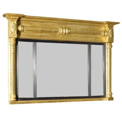 19th Century Three Compartmental Overmantle Mirror