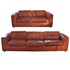 Vintage Leather Lounge Settees or Suite by Durlet