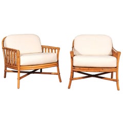 Decorative Pair of Restored Vintage Ficks Reed Loungers