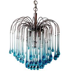 Murano Crystal Teardrop Waterfall Chandelier by Paolo Venini, 1960s, Italy