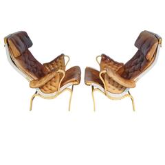 Pair of "Pernilla" Lounge Chairs Designed by Bruno Mathsson, Manufactured by DUX