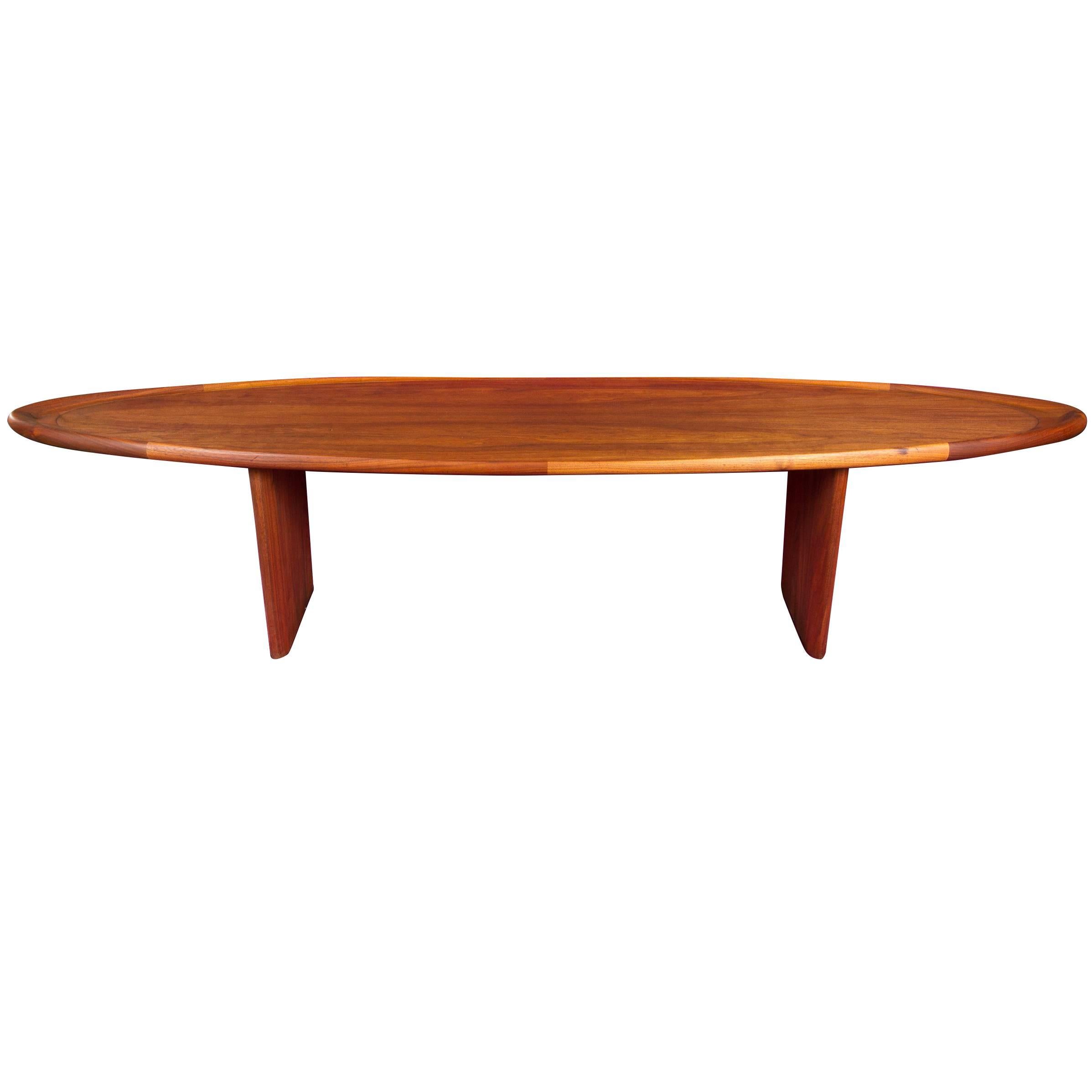 Rare and Unusual "Surfboard" Walnut Coffee Table by T.H. Robsjohn-Gibbings