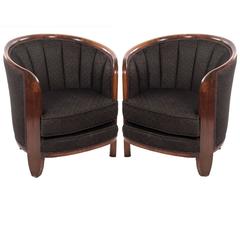 Pair of French Art Deco Rosewood Barrel Seats