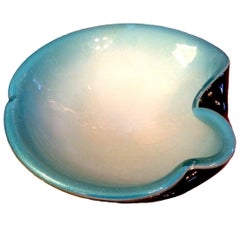 Large Murano Turquoise Glass Ashtray or Bowl