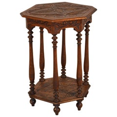 19th Century Octagonal Side Table with Carving