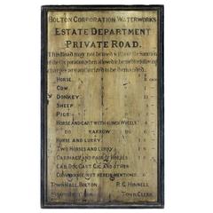 Antique Large Toll Road Charges Signboard