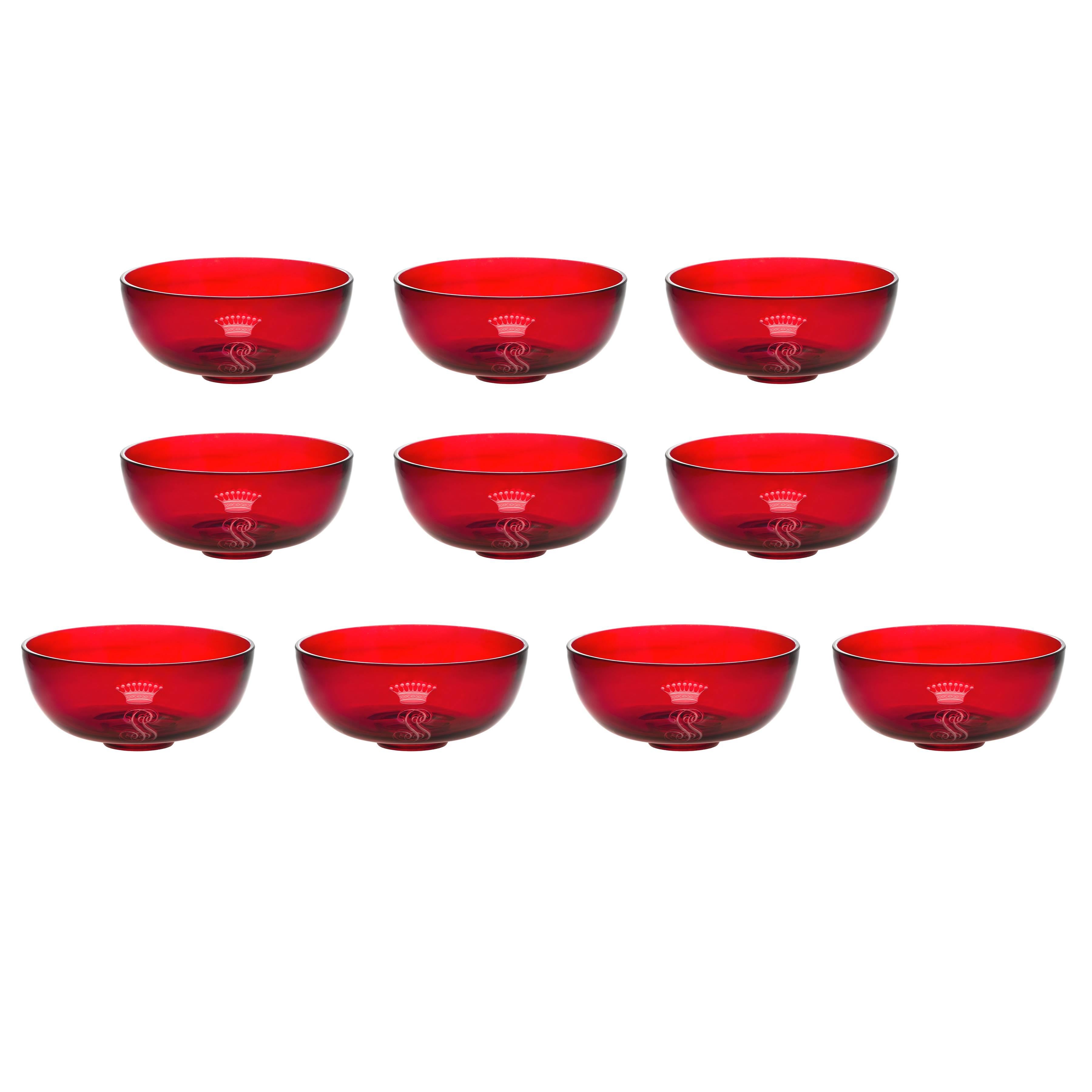 Red Baccarat Crystal Finger Bowls Set
