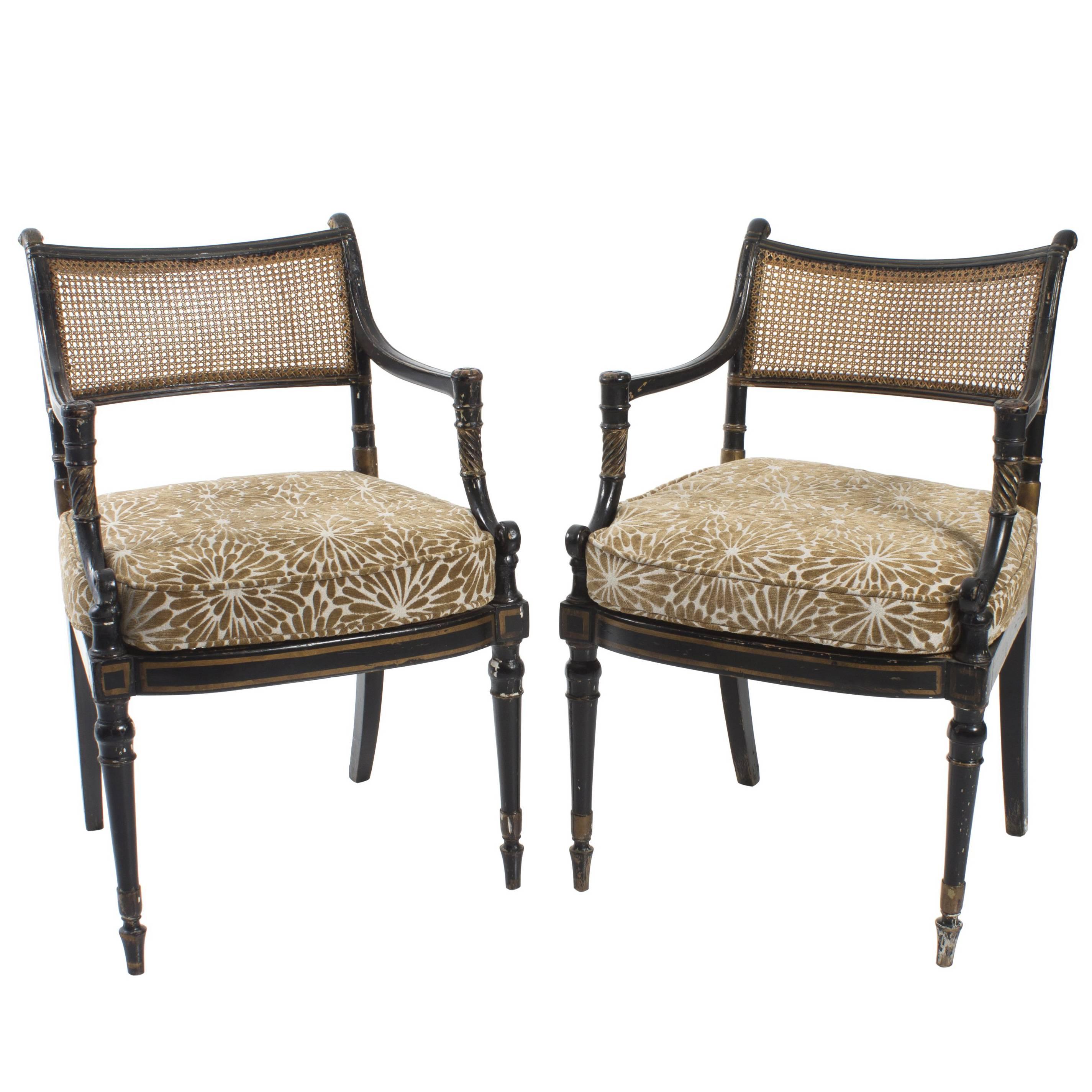 Regency Style Caned Armchairs