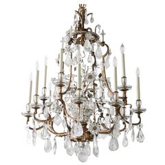 Vintage Large-Scale Louis XVI Style Rock Crystal Twelve-Light Chandelier, Maison Baguès