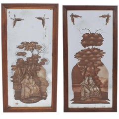 Pair of Reverse-Painted Panels