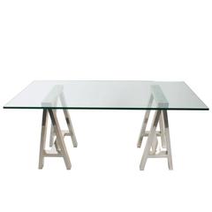 Chrome and Glass Writing Table