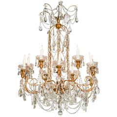 Superb Italian Beaded and Giltwood Chandelier