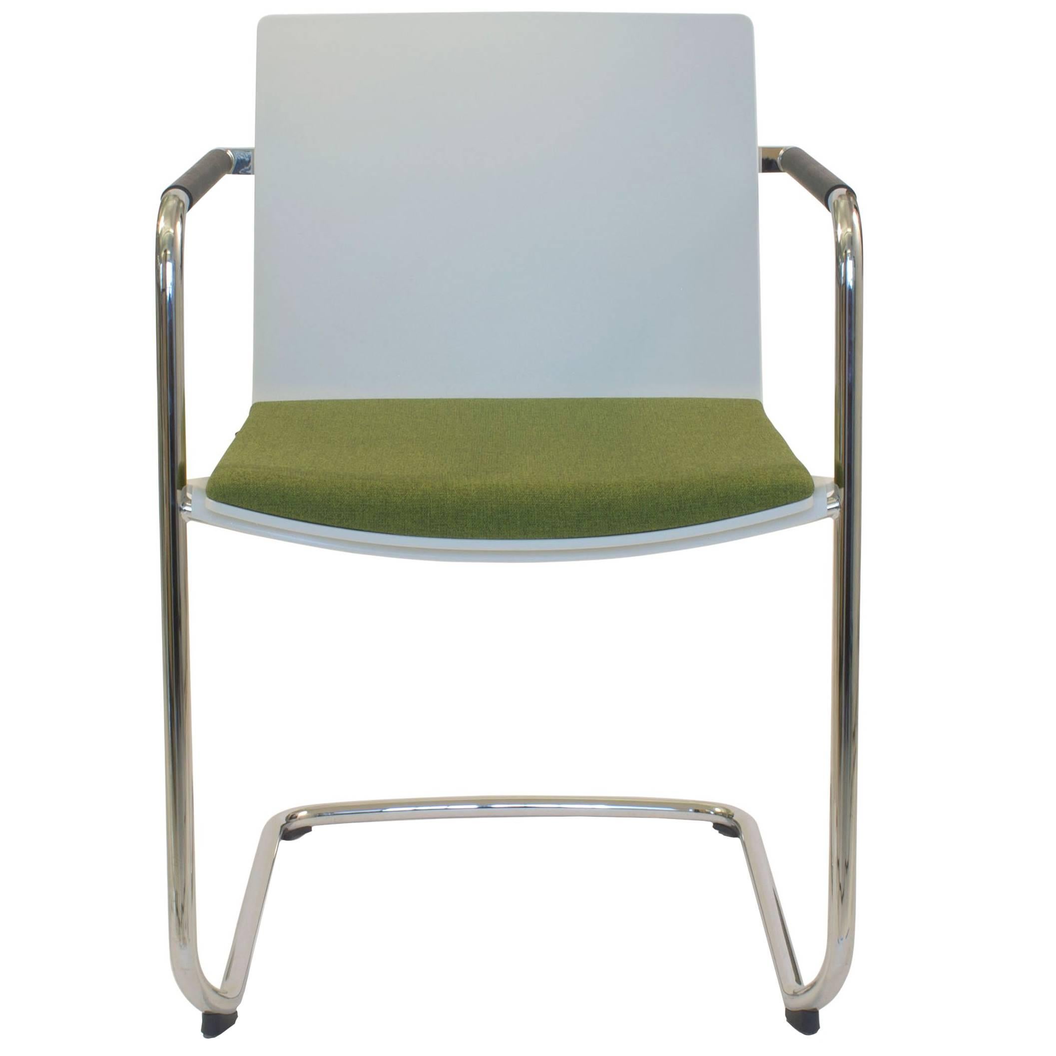 Green and White Neos 183/3 Cantilever Chair by Wiege for Wilkhahn, Germany For Sale