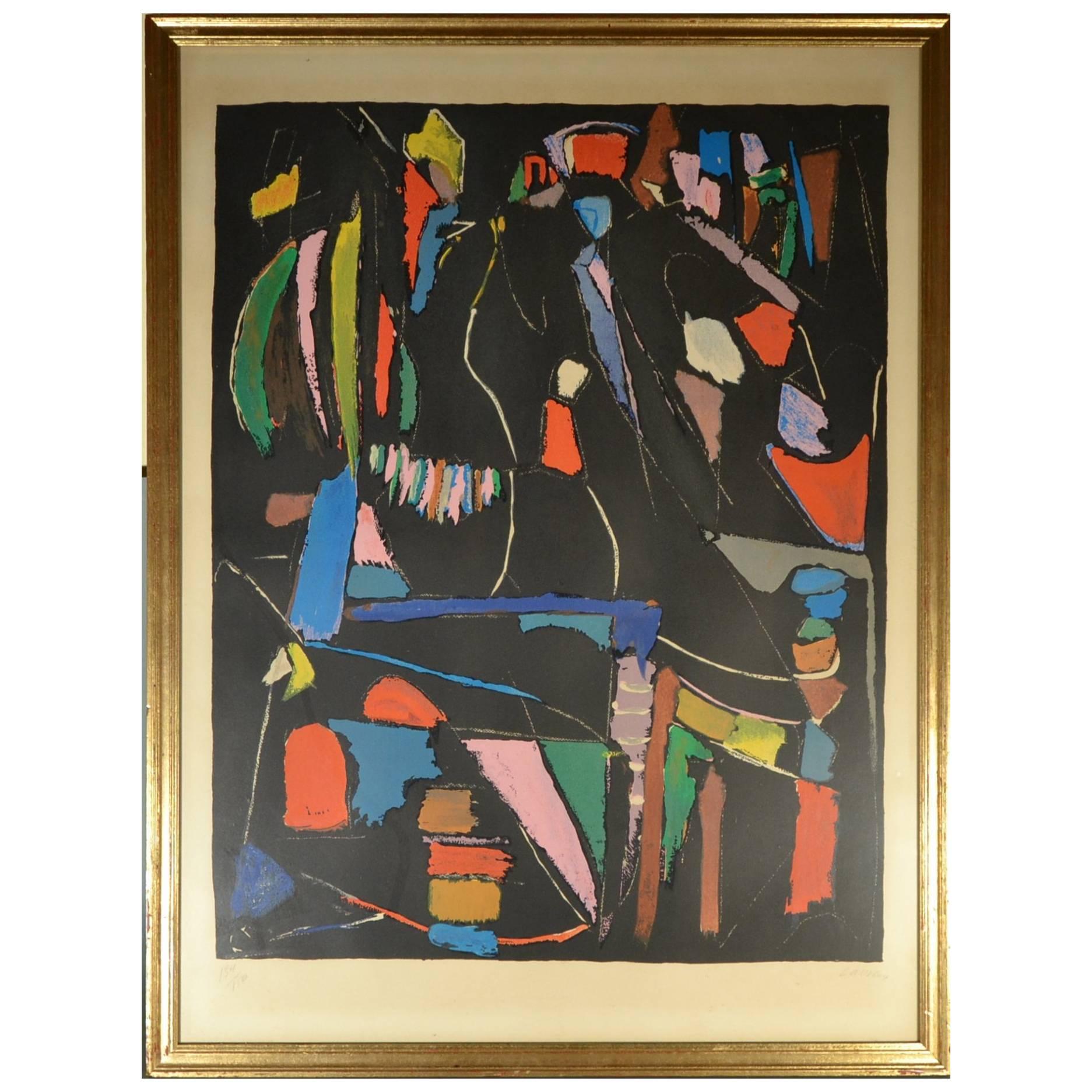 André Lanskoy Signed Lithograph, Abstract Composition