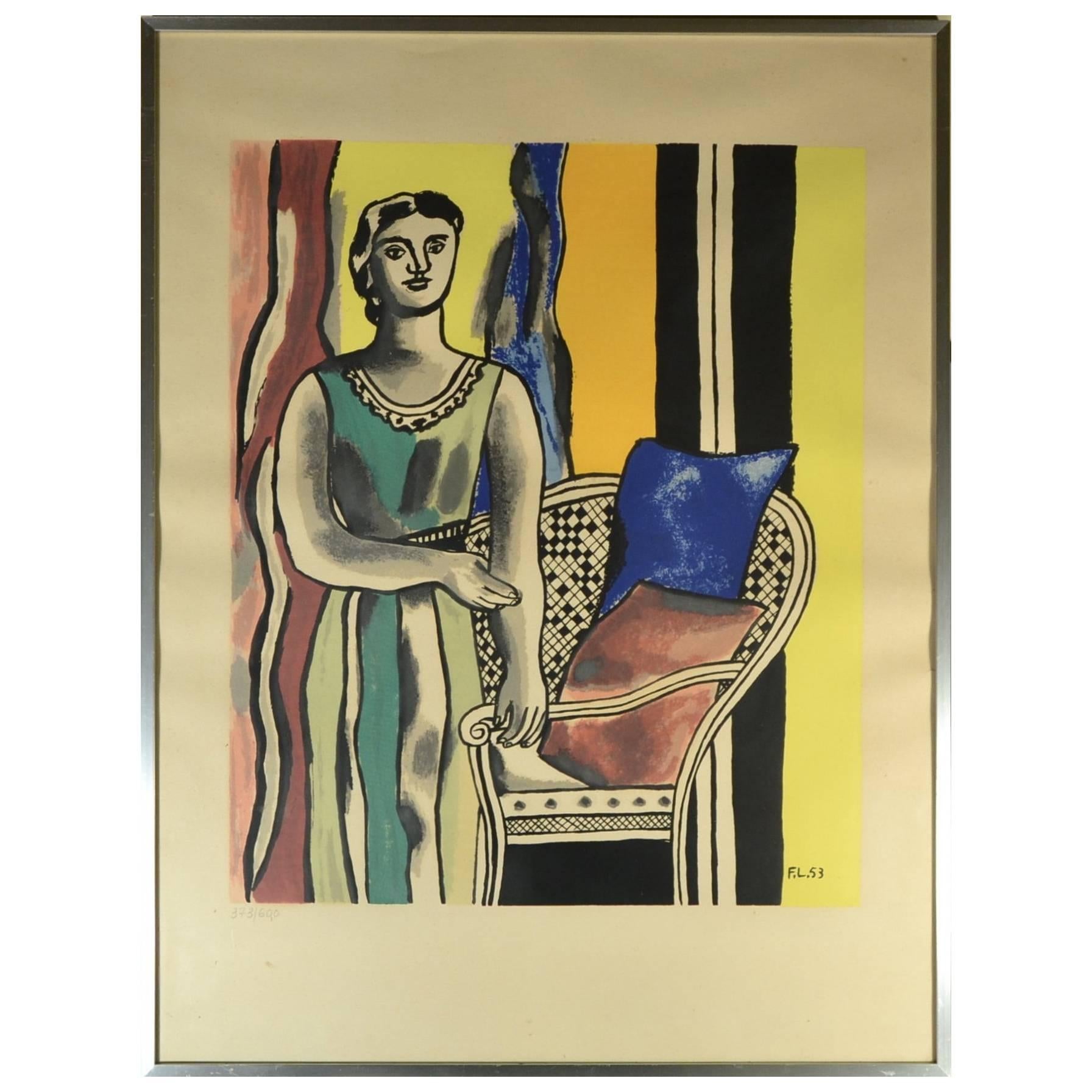 Fernand Léger Lithograph, Woman with an Armchair, 1953