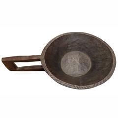 Vintage Wooden Bowl with Handle, Ethiopia, 1930s