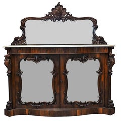 Antique Serveur en bois de rose à plateau de marbre et miroir