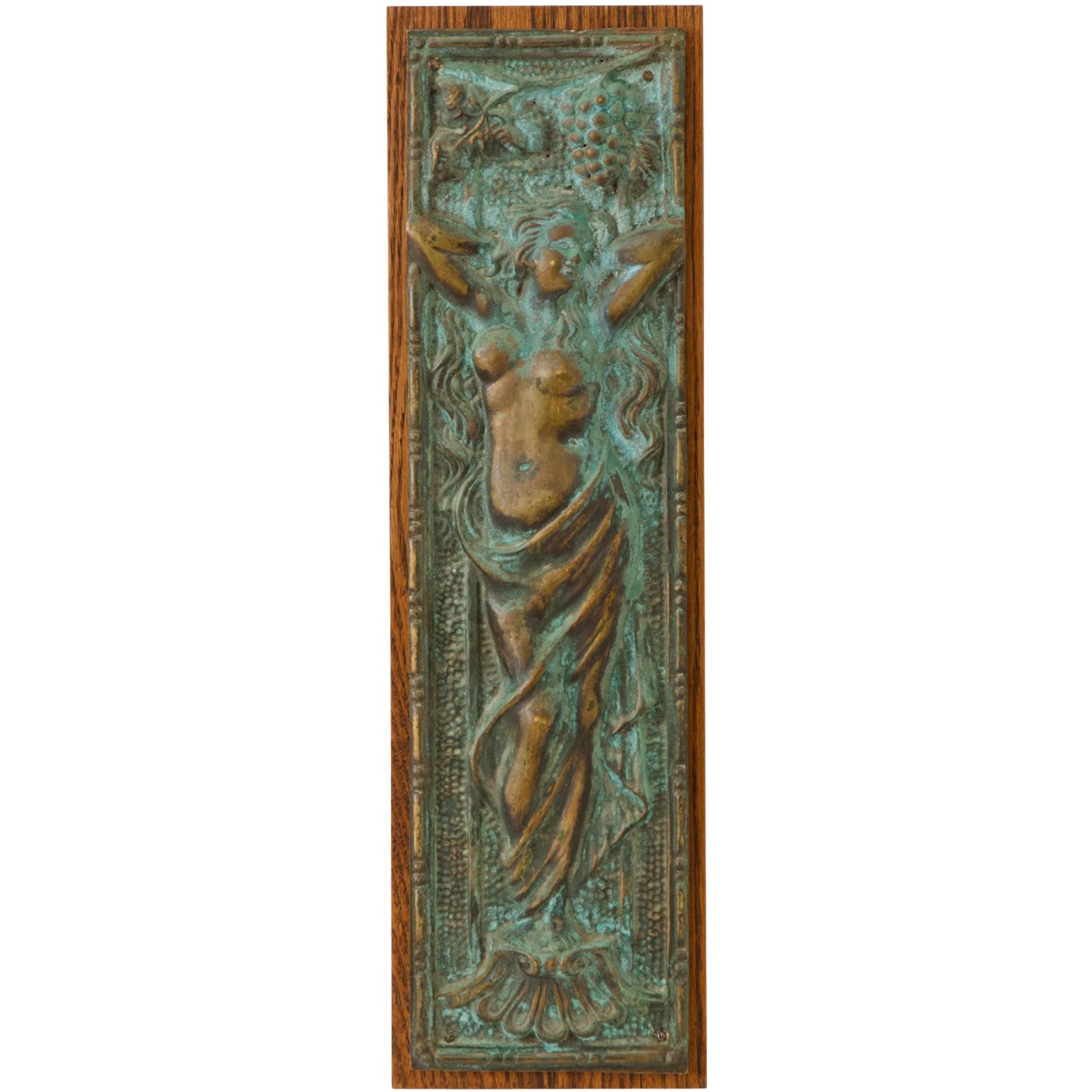 Diminutive Cast Brass Figural Panel, circa 1870s For Sale