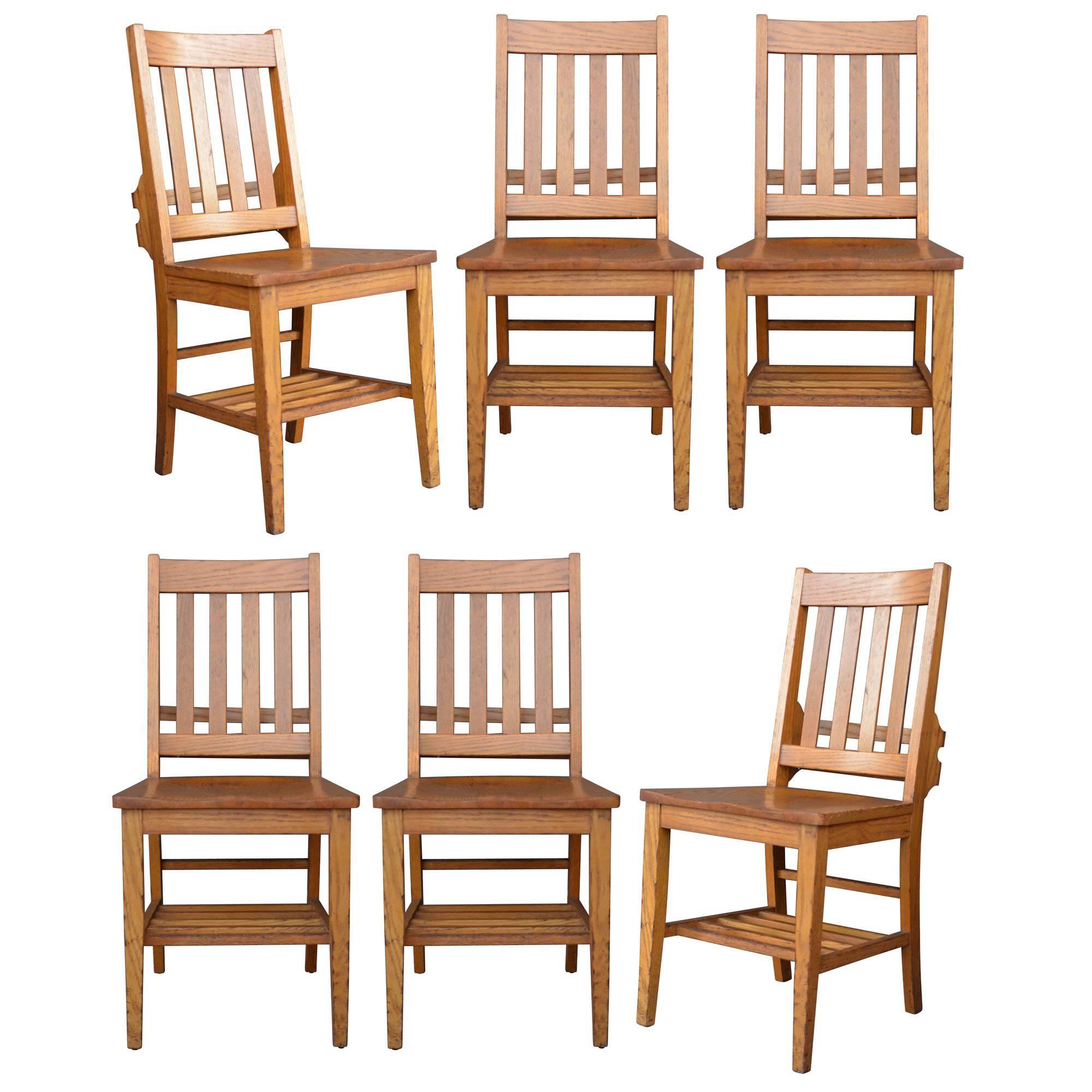 Set of Six Heywood-Wakefield Library Chairs, circa 1930s