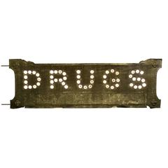 Antique Double-Sided Glass Cat's Eye "DRUGS" Sign, circa 1900