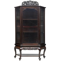 19th Century Chinese Carved Hardwood Display Cabinet