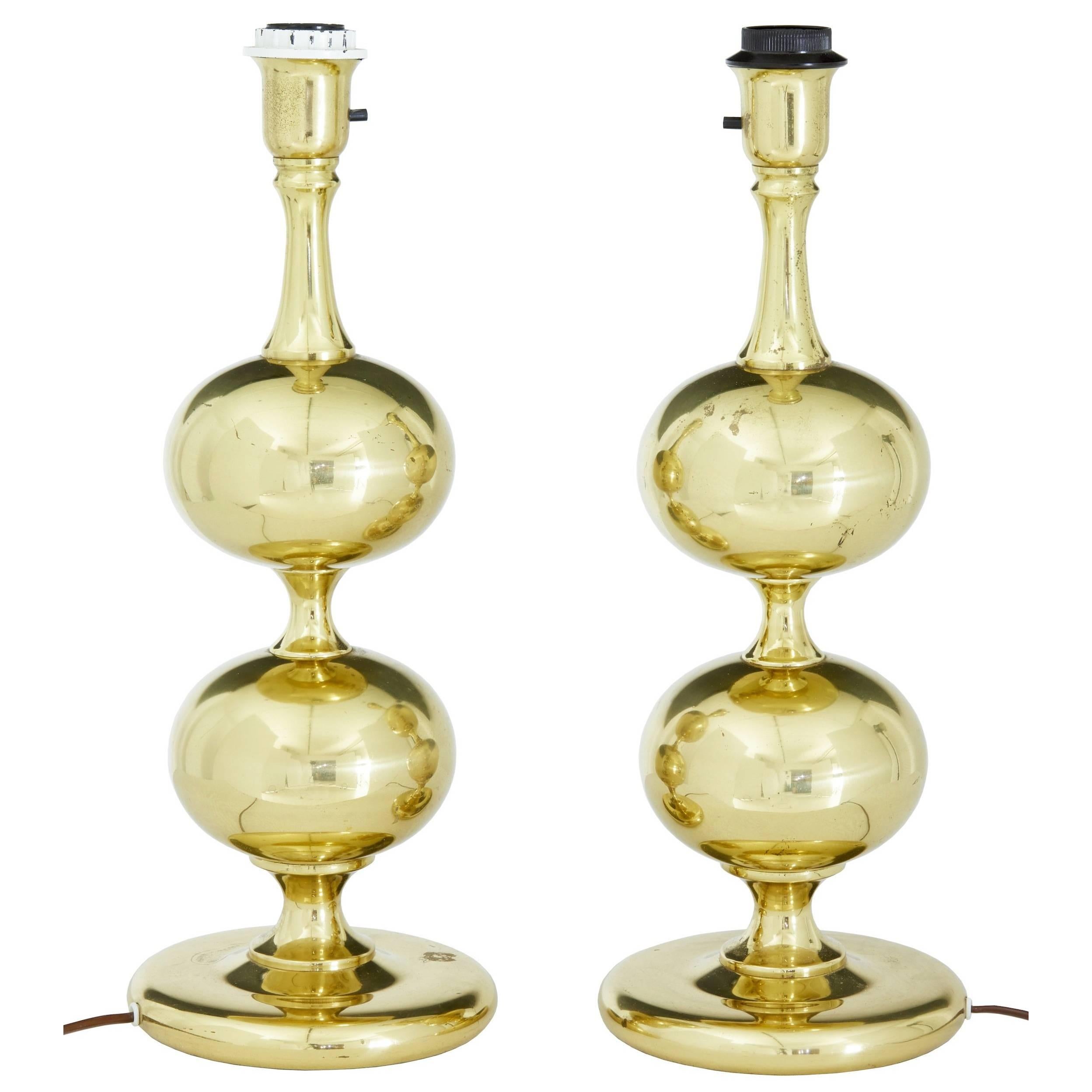 Pair of 1950s brass table lamps by Borens Aktiebolag