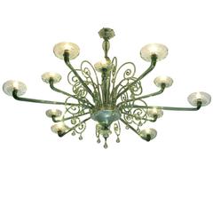 Large Venini with Murano Glass Chandelier, 1930s