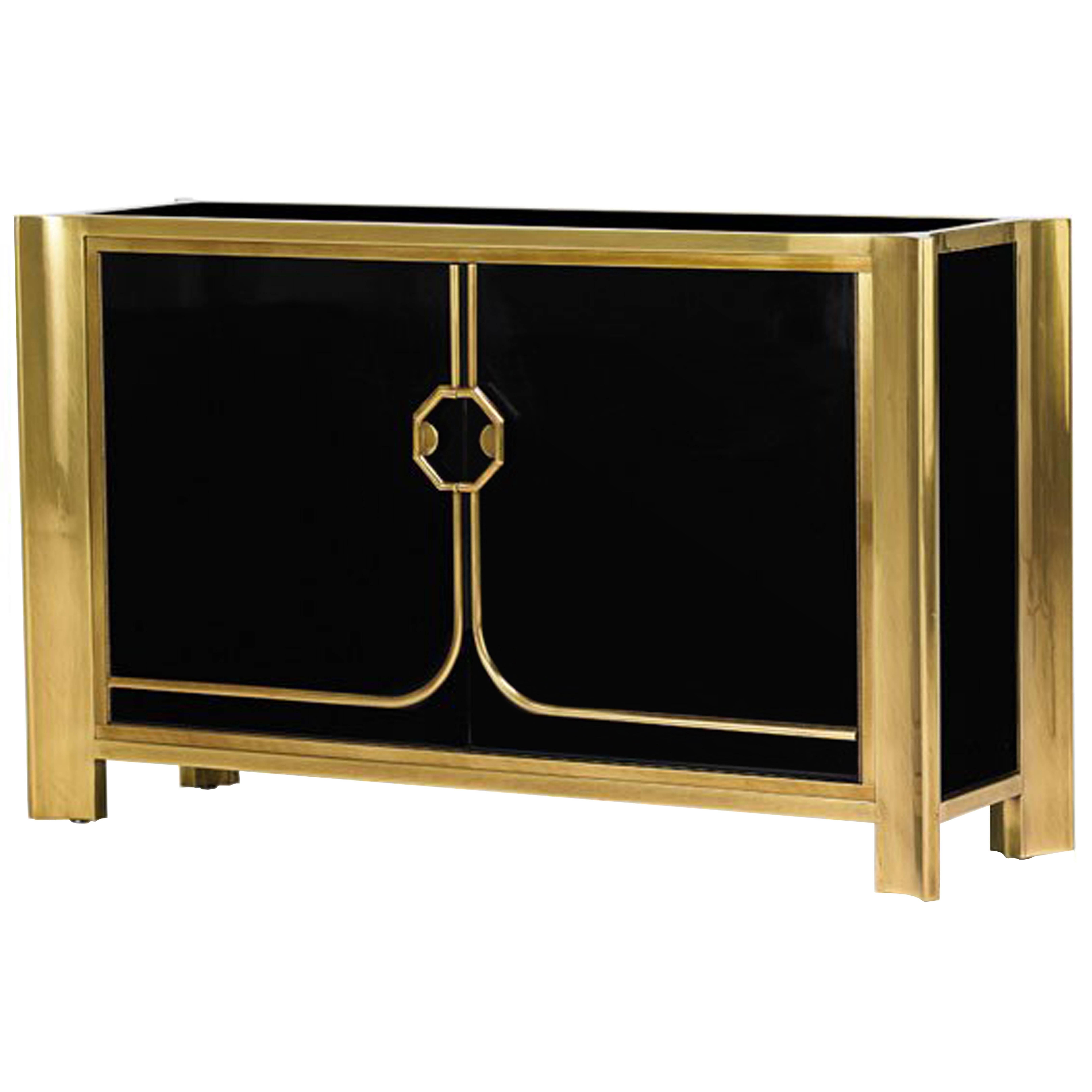 Mastercraft Black Lacquered and Patinated Bronze Cabinet For Sale