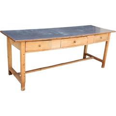 English Zinc-Top Console Table of Pine