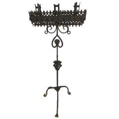 Antique 18th Century Brought Iron Torchère Floor Lamp