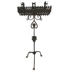 18th Century Brought Iron Torchère Floor Lamp