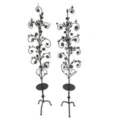 Antique 19th Century Pair of Large Brought Iron Candelabra