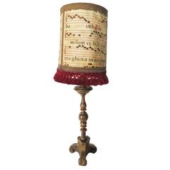 18th Century Electrified Polychromed Candlestick Table Lamp