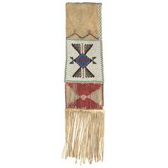 Antique Native American Beaded Hide Tobacco Bag, Sioux, 19th Century 10