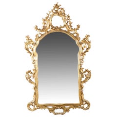 French Louis XV Style Carved Giltwood Wall Mirror, 20th Century