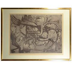 Pierre Caille, Etching, Big Battle, Singed Et Numbered 4/80