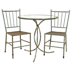 Vintage Rustic Wrought Iron Bistro Set