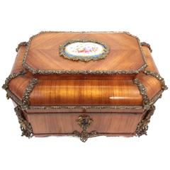 Large French Bronze-Mounted Kingwood Jewelry Casket, 19th Century