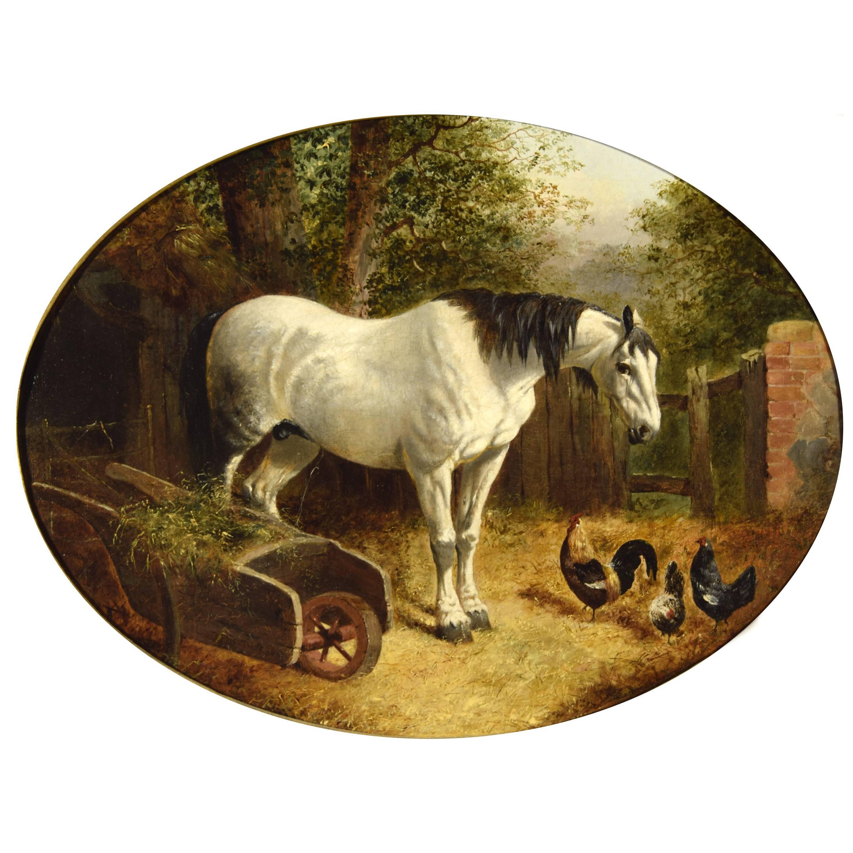 19th Century Farmyard Scene Oil Painting by John Frederick Herring Junior For Sale