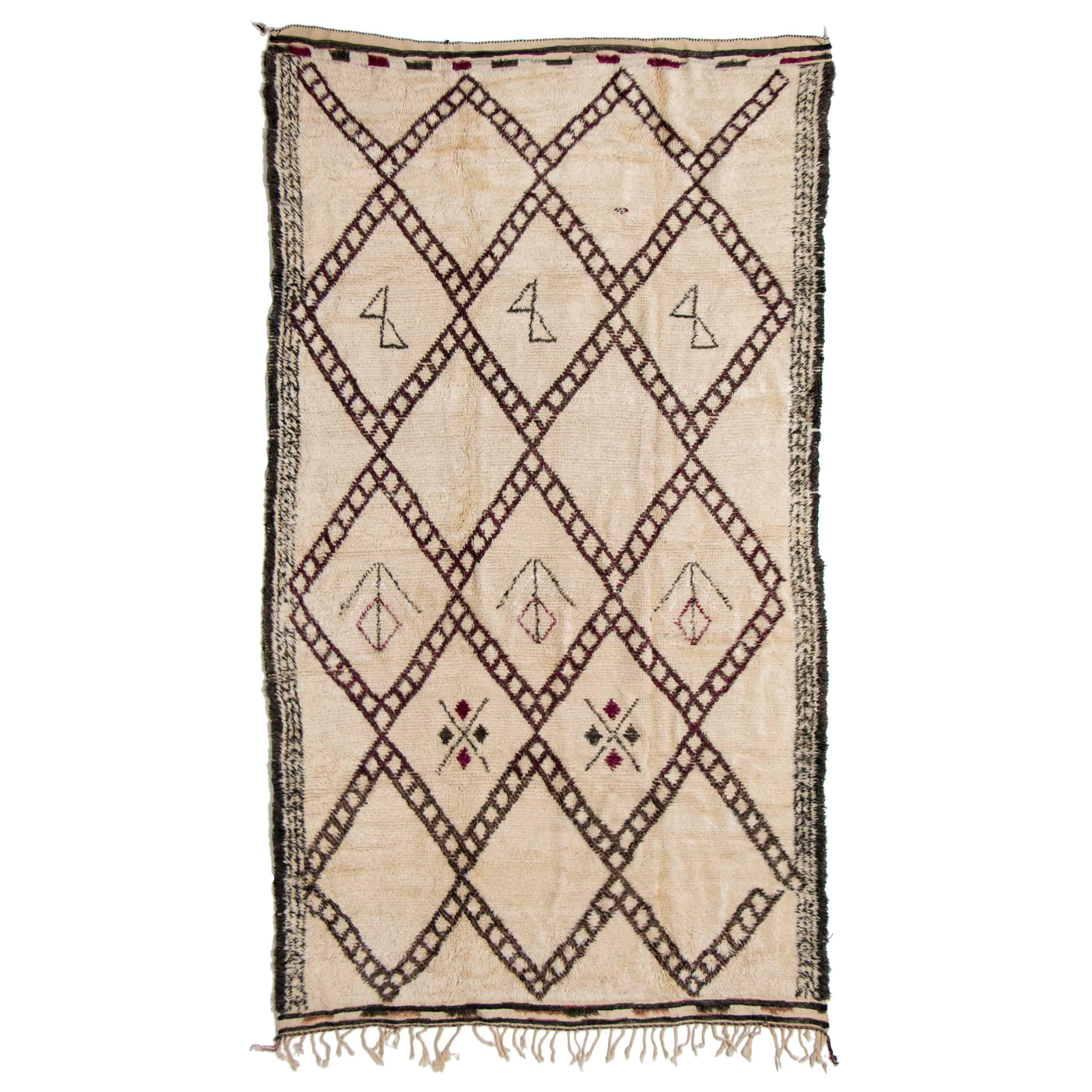 Vintage Handwoven Rug by the Beni Ourain Tribe For Sale