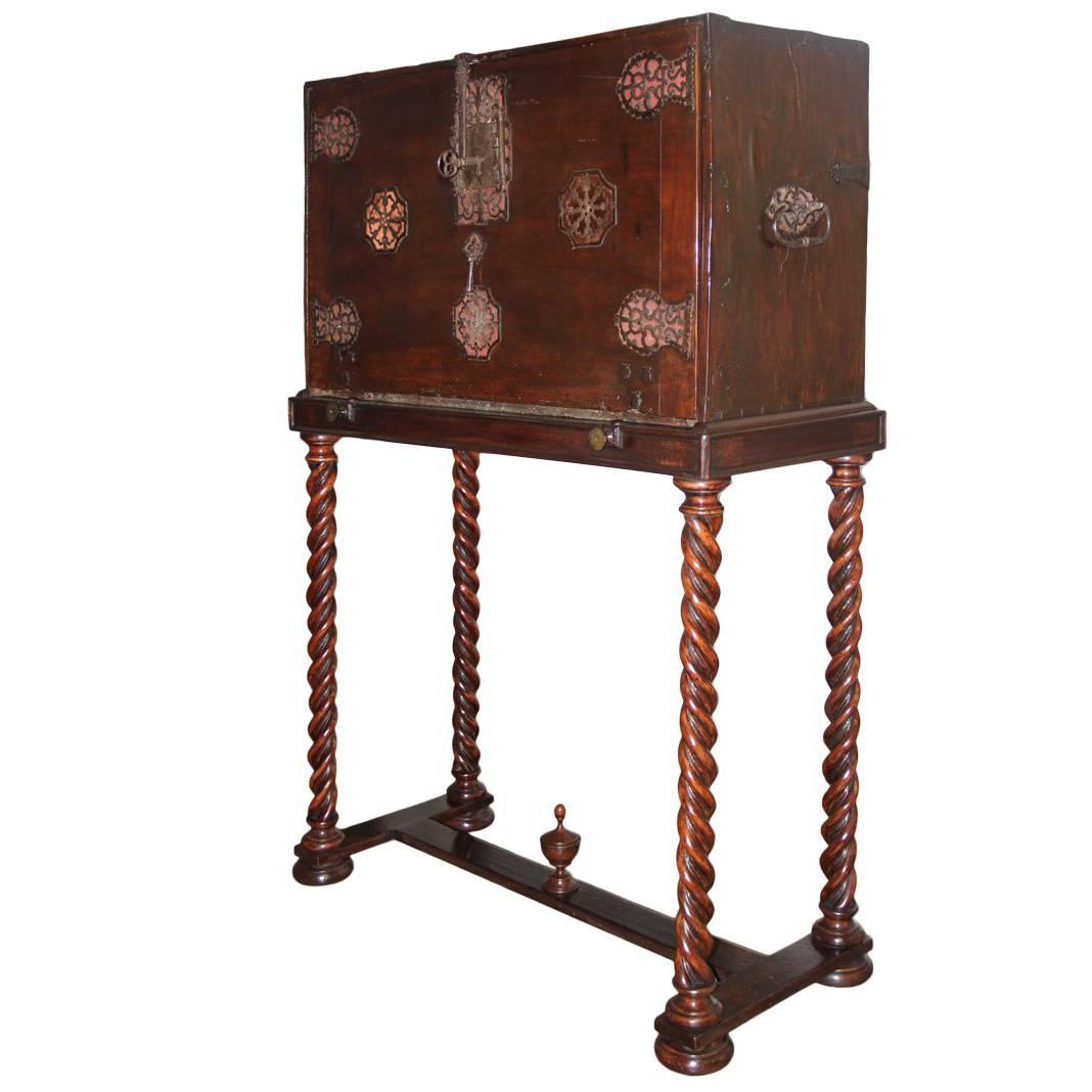 16th Century Spanish Walnut and Leather Vargueño